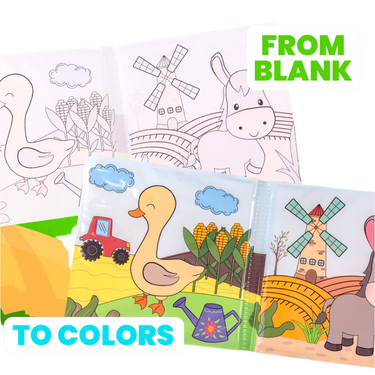 BoerderijKunst | Colorear jugando - Set de libros para colorear con tizas para niños